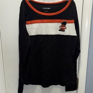 Harley-Davidson Long Sleeve Tee in Black, White, and Orange